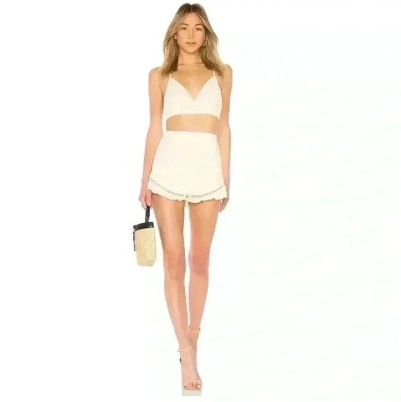 Revolve by the way Cream Tabitha Ruffle Short Set - Picture 1 of 3